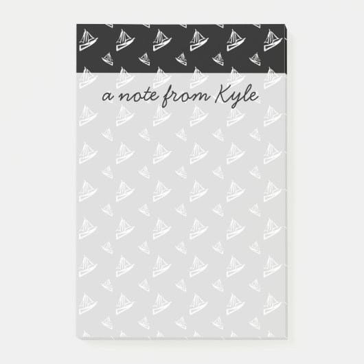 Sketchy Sailboat Pattern | Jouw namen toevoegen Post-it® Notes (Voorkant)