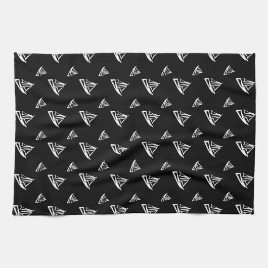 Sketchy Sailboat Pattern Theedoek (Horizontaal)