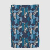 Sketchy saxofoon grijs patroon golfhanddoek (Voorkant)