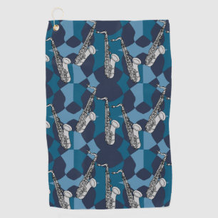Sketchy saxofoon grijs patroon golfhanddoek