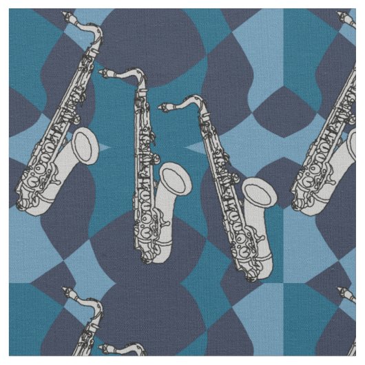 Sketchy saxofoon patroon blues stof (Close Up)