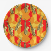 Sketchy Saxophone Grays Papieren Bordje (Voorkant)