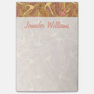 Sketchy Seahorse & Anchor Pattern   Jouw namen toe Post-it® Notes