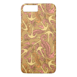 Sketchy Seahorse and Anchor Pattern Case-Mate iPhone Case