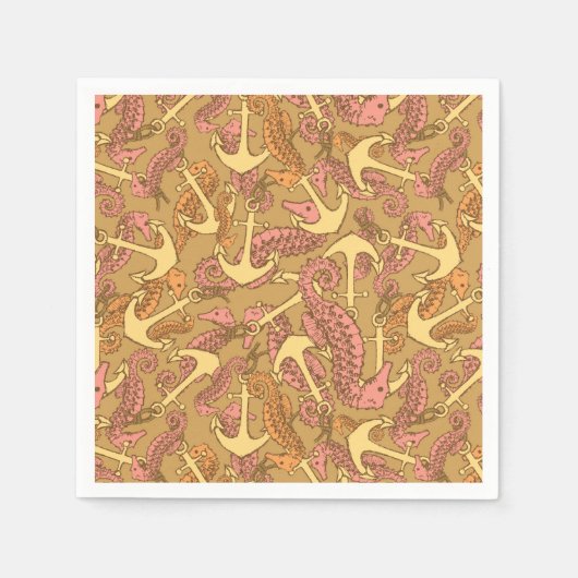 Sketchy Seahorse and Anchor Pattern Servet (Voorkant)