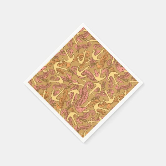 Sketchy Seahorse and Anchor Pattern Servet (Hoek)