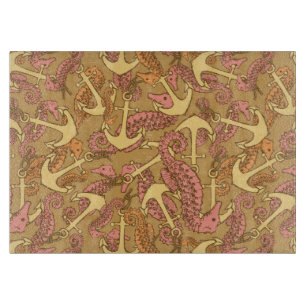 Sketchy Seahorse and Anchor Pattern Snijplank