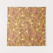 Sketchy Seahorse and Anchor Pattern Wandkleed (Voorkant (horizontaal))