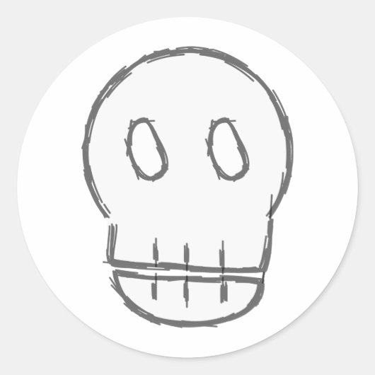Sketchy Skull Ronde Sticker (Voorkant)