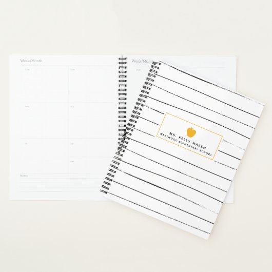 Sketchy Stripes Gold Apple Teacher Planner (Display)