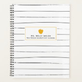 Sketchy Stripes Gold Apple Teacher Planner (Voorkant)