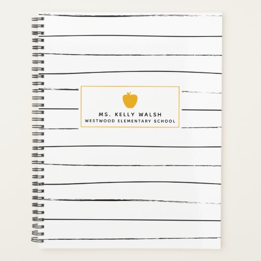 Sketchy Stripes Gold Apple Teacher Planner (Voorkant)