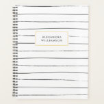 Sketchy Stripes Personalized Planner<br><div class="desc">Een planner met een schetsboek geïnspireerd zwart-wit dunne strepen op voor en achter.</div>