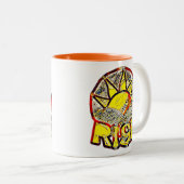 Sketchy Sun Rise ~ Uplifting Message Tweekleurige Koffiemok (Voorkant rechts)