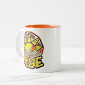 Sketchy Sun Rise ~ Uplifting Message Tweekleurige Koffiemok (Voorkant links)