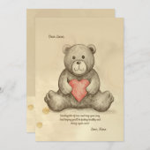 Sketchy Teddy Bear Get Well Binnenkort Kaart (Voorkant / Achterkant)