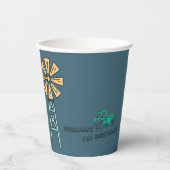 Sketchy Tractor Boerderij Windmill Verjaardagsfees Papieren Bekers (Voorkant)