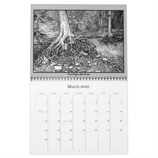 Sketchy Trees Calendar Kalender (Mar 2026)