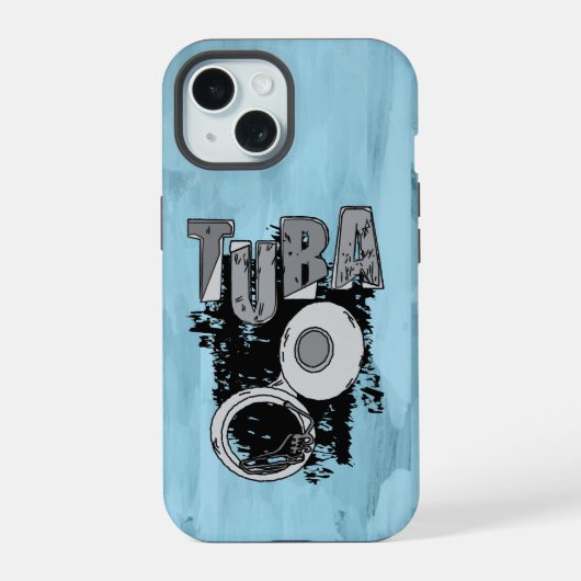 Sketchy Tuba en tekst iPhone 15 Case (Achterkant)