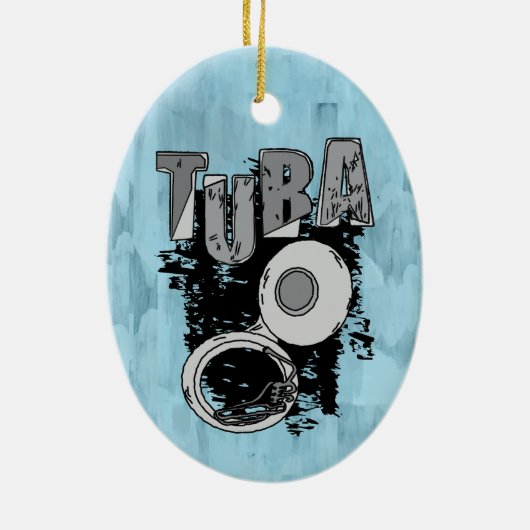 Sketchy Tuba en tekst Keramisch Ornament (Achterkant)