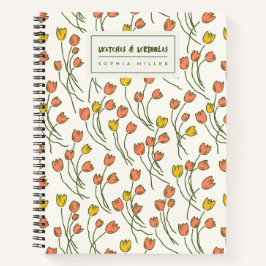 Sketchy Tulips Hand Drawn Floral | Fresh Meadow Notitieboek