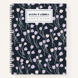 Sketchy Tulips Hand Drawn Floral | Midnight Garden Notitieboek