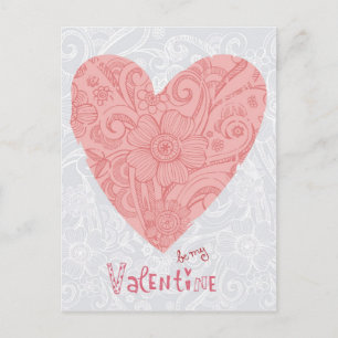Sketchy Valentijns's Doodle Heart en Swirls Feestdagenkaart