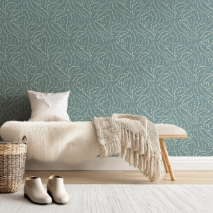 Sketchy Wavy Vines / Delfts blauw Behang