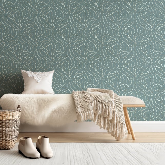 Sketchy Wavy Vines / Delfts blauw Behang (Creator heeft geüpload)