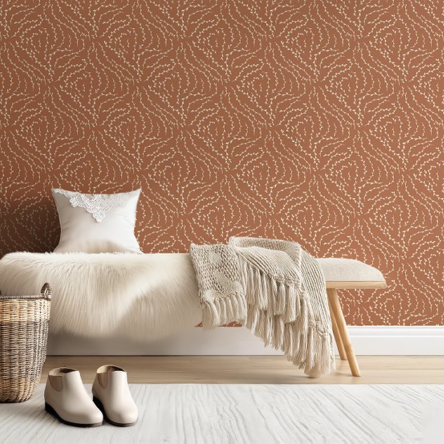 Sketchy Wavy Vines / gekruide cider rust Behang (Creator heeft geüpload)