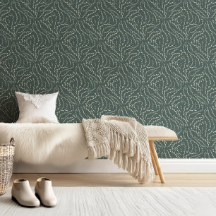 Sketchy Wavy Vines / rotsachtige rivier groen Behang