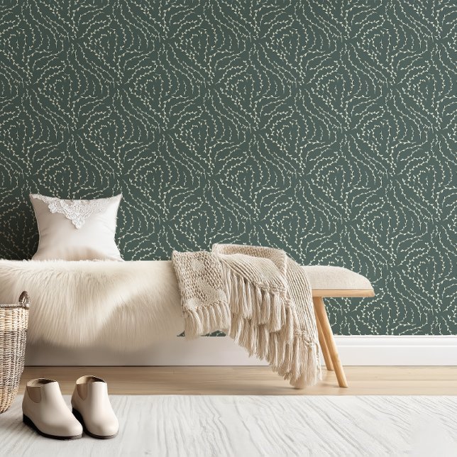 Sketchy Wavy Vines / rotsachtige rivier groen Behang (Creator heeft geüpload)