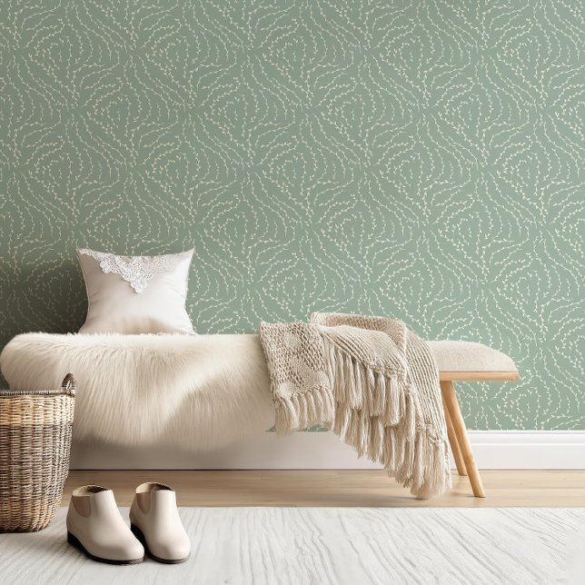 Sketchy Wavy Vines / rustig groen Behang (Creator heeft geüpload)