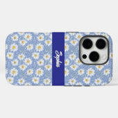 Sketchy White Daisies op Blauw Case-Mate iPhone Case (Achterkant (horizontaal))
