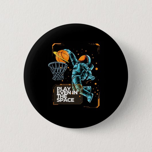 Sketelastronaut Dunkin speelt zelfs in de ruimte Ronde Button 5,7 Cm (Voorkant)
