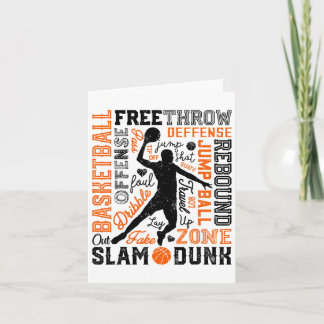 Sketelspeler Slam Dunk Typography Word Art Vintag Kaart