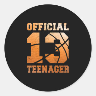Sketll 13e verjaardag Officiële tienerjongen 13 ja Ronde Sticker