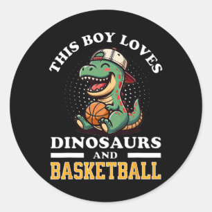 Sketll Dinosaur T Rex Speler Mannen Kinderen Jonge Ronde Sticker