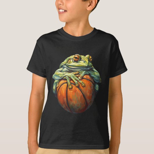 Sketll Frog Bll Player Artwork Drawing Sketll Hoop T-shirt (Voorkant)