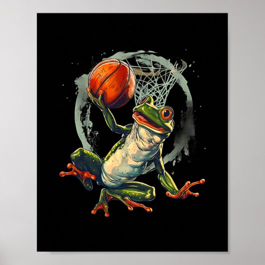 Sketll Frog Toad Slam Dunk Artwork Sketll Hoop  Poster (Voorkant)