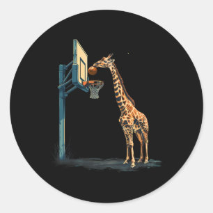 Sketll Giraffe Slam Dunk Sketll Hoop Artwork Ronde Sticker