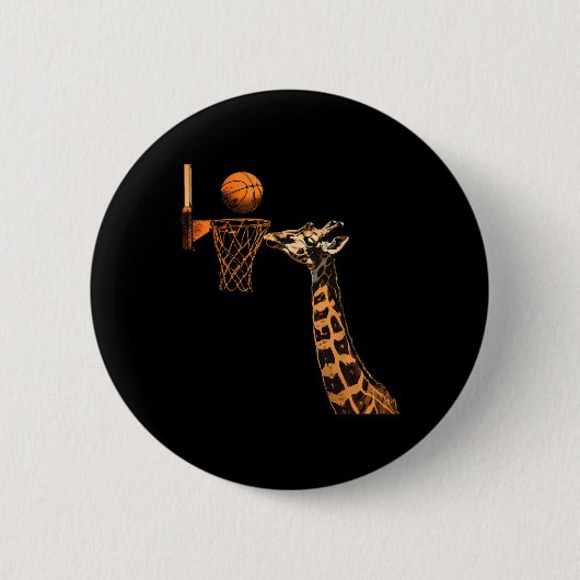 Sketll Giraffe Slam Dunk Sketll liefhebber Dierlij Ronde Button 5,7 Cm (Voorkant)