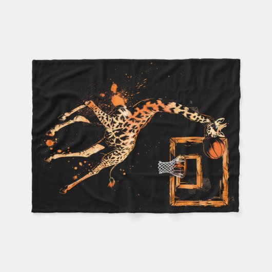Sketll Giraffe Slam Dunk Tekening Sketll Lover Fleece Deken (Voorkant (Horizontaal))