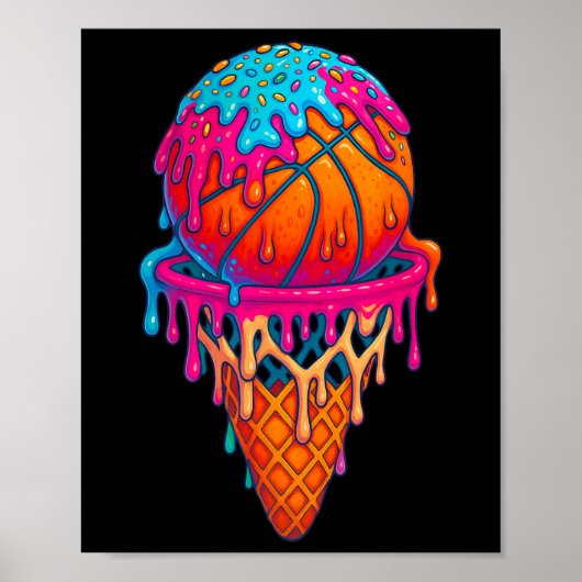 Sketll Ice Cream Drip Cone Boys Girls Youth Sketll Poster (Voorkant)