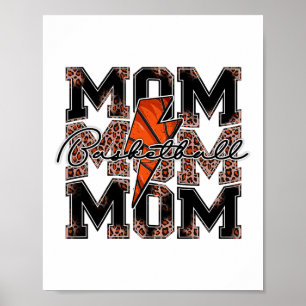 Sketll Mom Leopard Lightning Bolt Sketel Game Day Poster