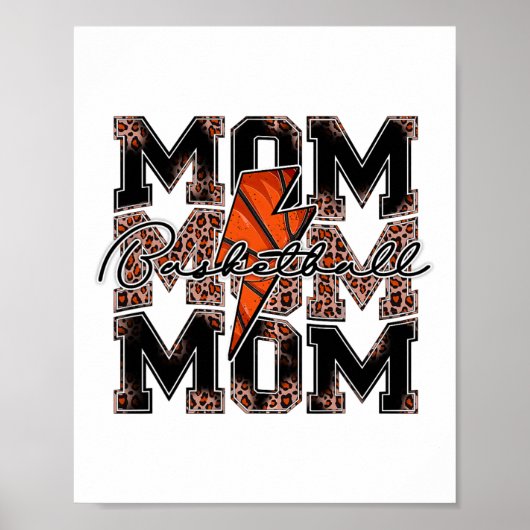 Sketll Mom Leopard Lightning Bolt Sketel Game Day Poster (Voorkant)