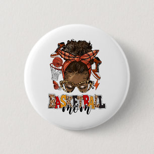 Sketll Mom Speldag Messy Bun Leopard Moederdag Ronde Button 5,7 Cm