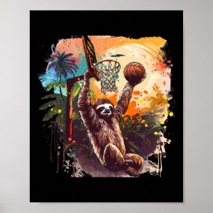 Sketll Natuur Luiaard Slam Dunk Splash Sketll Spel Poster