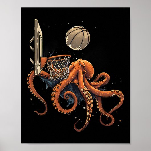 Sketll Octopus Slam Dunk Kunstwerk Sketll Speler Poster (Voorkant)