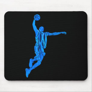 Sketll Speler Slam Dunk Blauwe Vlammen Abstracte K Muismat